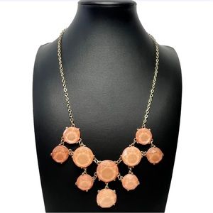Golden Peach Faceted Resin Statement Necklace 20-24"